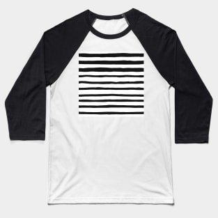 Black and White Stripes - Horizontal Baseball T-Shirt